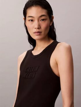 Rochie midi fără mâneci cu logo Calvin Klein