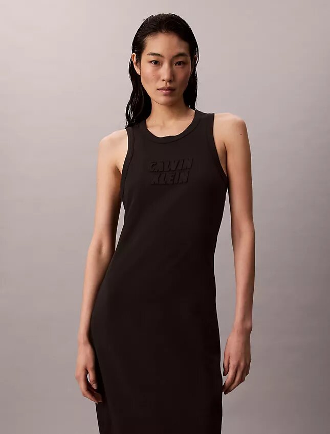 Rochie midi fără mâneci cu logo Calvin Klein Rochie midi fără mâneci cu logo Calvin Klein