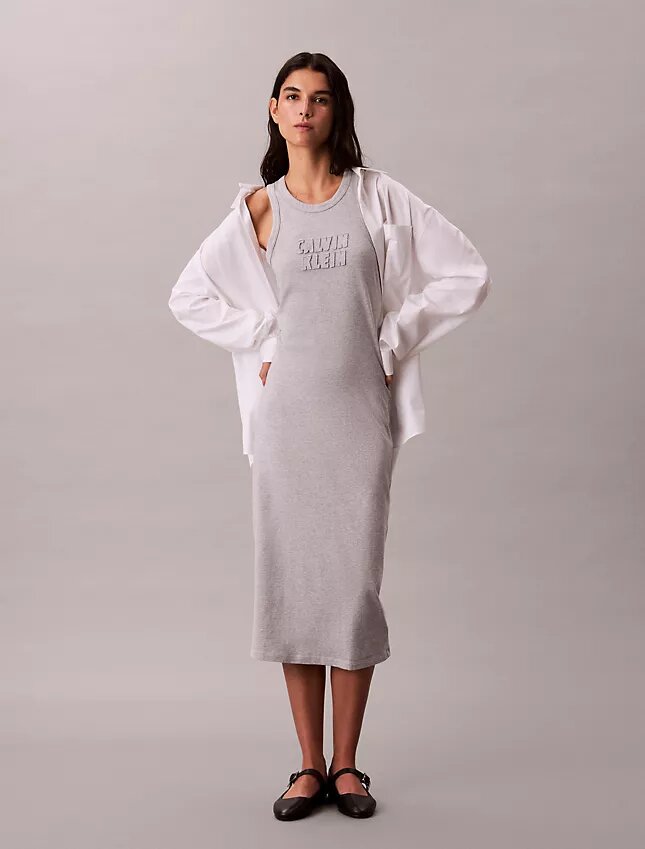 Rochie midi fără mâneci cu logo Calvin Klein Rochie midi fără mâneci cu logo Calvin Klein