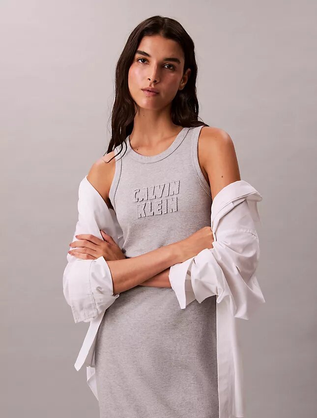 Rochie midi fără mâneci cu logo Calvin Klein Rochie midi fără mâneci cu logo Calvin Klein