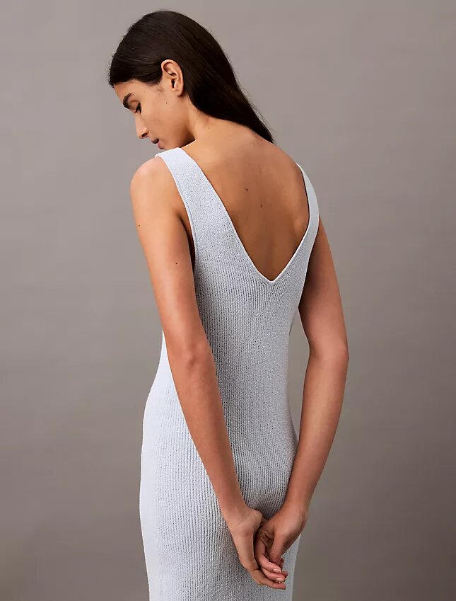 Rochie midi fără mâneci cu nervuri bouclé Rochie midi fără mâneci cu nervuri bouclé