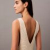 Rochie midi fără mâneci cu nervuri bouclé Rochie midi fără mâneci cu nervuri bouclé