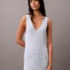 Rochie midi fără mâneci cu nervuri bouclé Rochie midi fără mâneci cu nervuri bouclé
