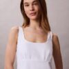 Rochie midi fără mâneci din poplin de bumbac Rochie midi fără mâneci din poplin de bumbac