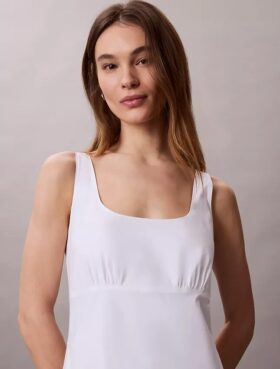 Rochie midi fără mâneci din poplin de bumbac