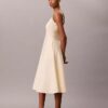Rochie midi fără mâneci din poplin de bumbac Rochie midi fără mâneci din poplin de bumbac