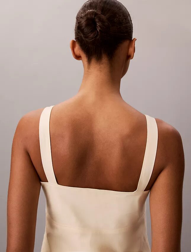 Rochie midi fără mâneci din poplin de bumbac Rochie midi fără mâneci din poplin de bumbac