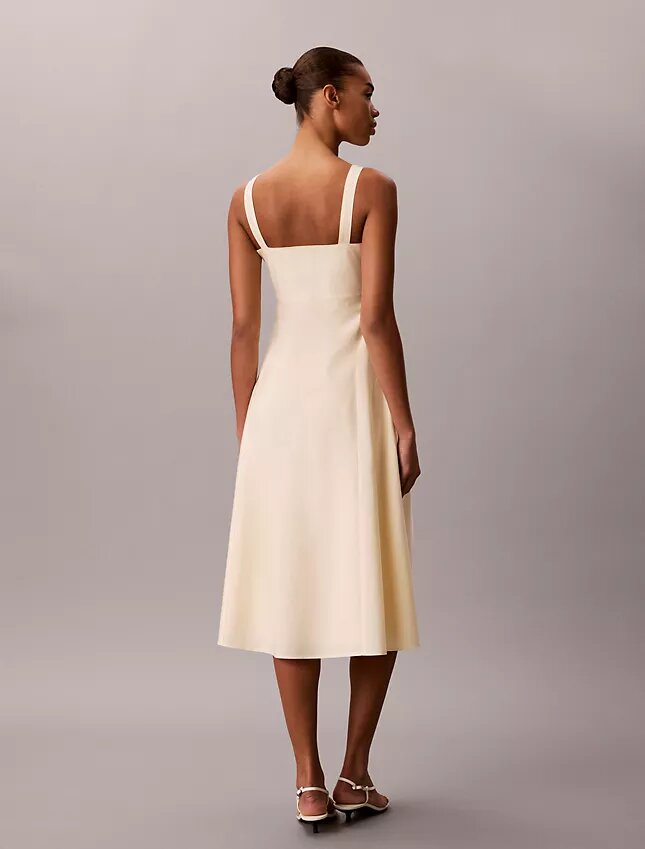 Rochie midi fără mâneci din poplin de bumbac Rochie midi fără mâneci din poplin de bumbac