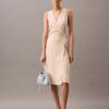 Rochie midi înfășurată cu dungi fluide Rochie midi înfășurată cu dungi fluide