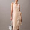 Rochie midi înfășurată cu dungi fluide Rochie midi înfășurată cu dungi fluide