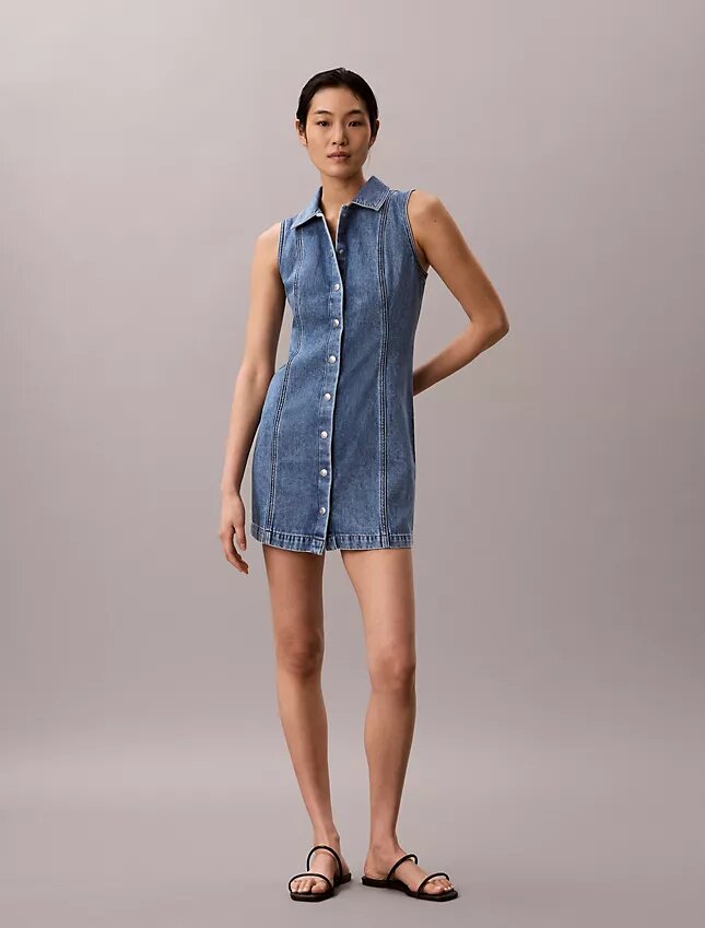 Rochie mini cu cusături din denim Rochie mini cu cusături din denim