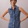 Rochie mini cu cusături din denim Rochie mini cu cusături din denim