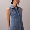 Rochie mini cu cusături din denim Rochie mini cu cusături din denim