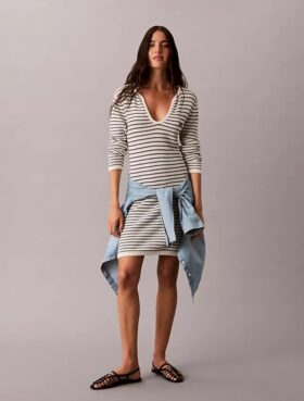 Rochie mini cu dungi și nervuri