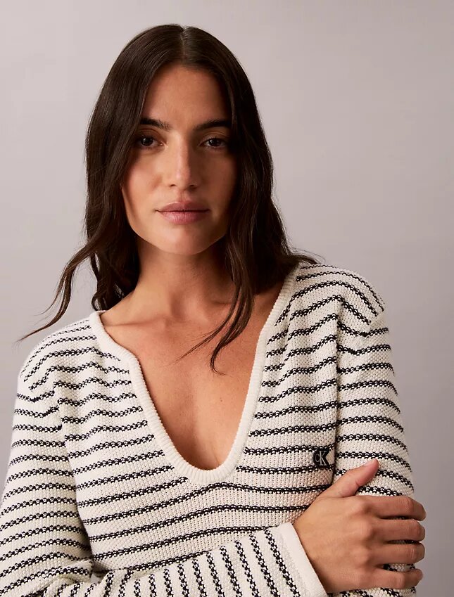 Rochie mini cu dungi și nervuri Rochie mini cu dungi și nervuri