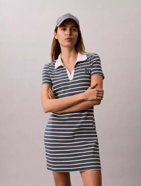 Rochie mini cu dungi și nervuri Monologo