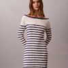 Rochie mini cu dungi, mâneci lungi și nervuri Rochie mini cu dungi, mâneci lungi și nervuri