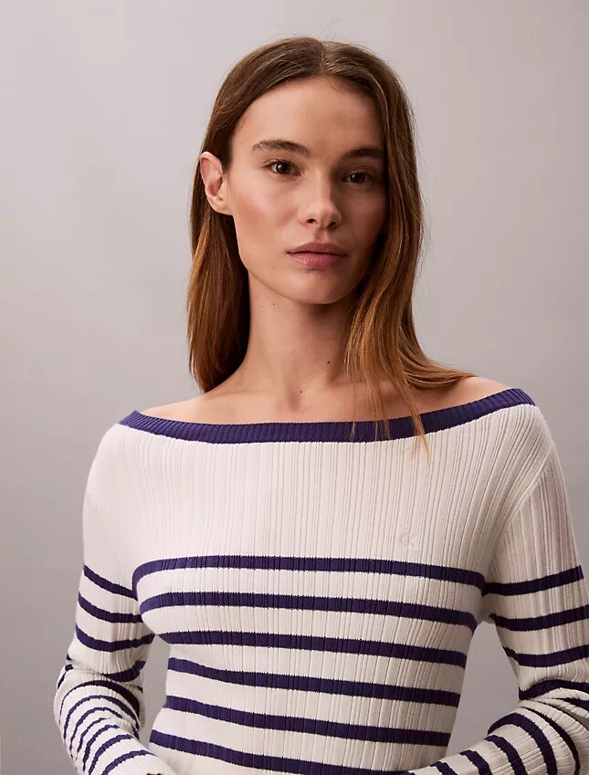 Rochie mini cu dungi, mâneci lungi și nervuri Rochie mini cu dungi, mâneci lungi și nervuri