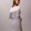 Rochie mini cu dungi, mâneci lungi și nervuri Rochie mini cu dungi, mâneci lungi și nervuri