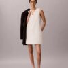 Rochie mini cu guler în V din tricot interlock Rochie mini cu guler în V din tricot interlock