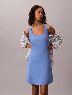 Rochie mini din amestec de in