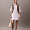 Rochie mini din bumbac, croială lejeră Rochie mini din bumbac, croială lejeră