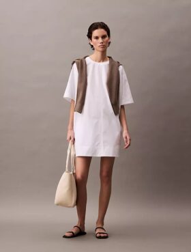 Rochie mini din bumbac, croială lejeră