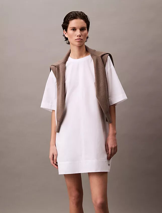 Rochie mini din bumbac, croială lejeră Rochie mini din bumbac, croială lejeră