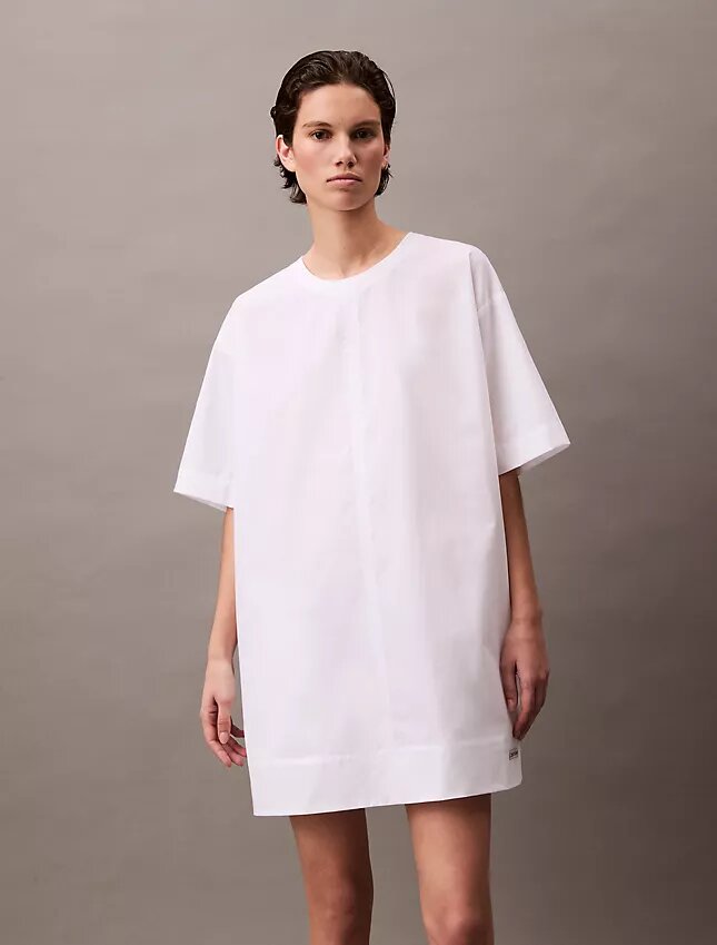 Rochie mini din bumbac, croială lejeră Rochie mini din bumbac, croială lejeră
