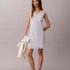 Rochie mini din bumbac cu decolteu în V Rochie mini din bumbac cu decolteu în V