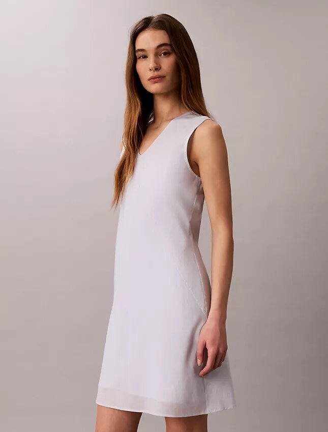 Rochie mini din bumbac cu decolteu în V Rochie mini din bumbac cu decolteu în V