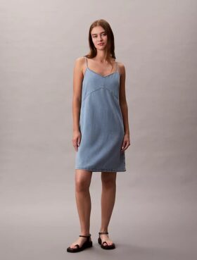 Rochie mini din denim cu bretele