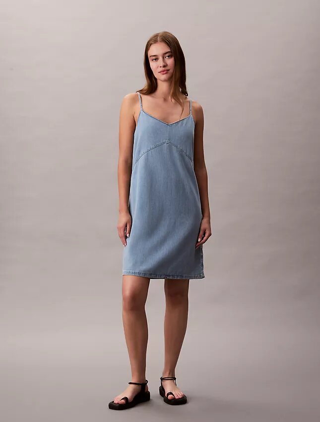 Rochie mini din denim cu bretele Rochie mini din denim cu bretele