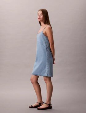 Rochie mini din denim cu bretele
