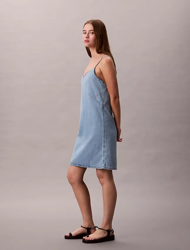 Rochie mini din denim cu bretele Rochie mini din denim cu bretele