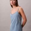 Rochie mini din denim cu bretele Rochie mini din denim cu bretele