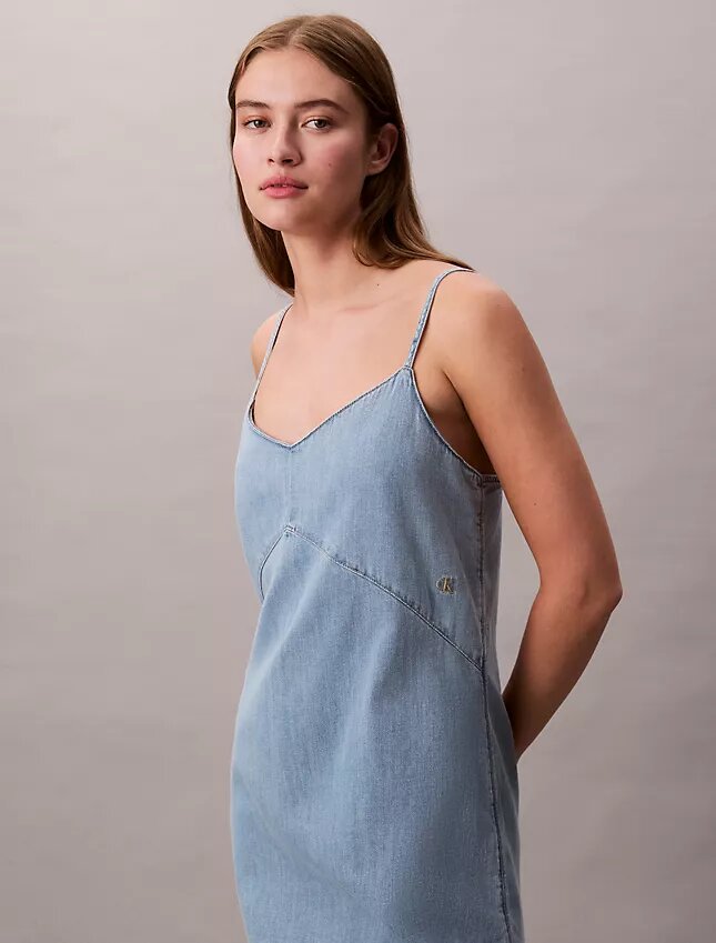 Rochie mini din denim cu bretele Rochie mini din denim cu bretele