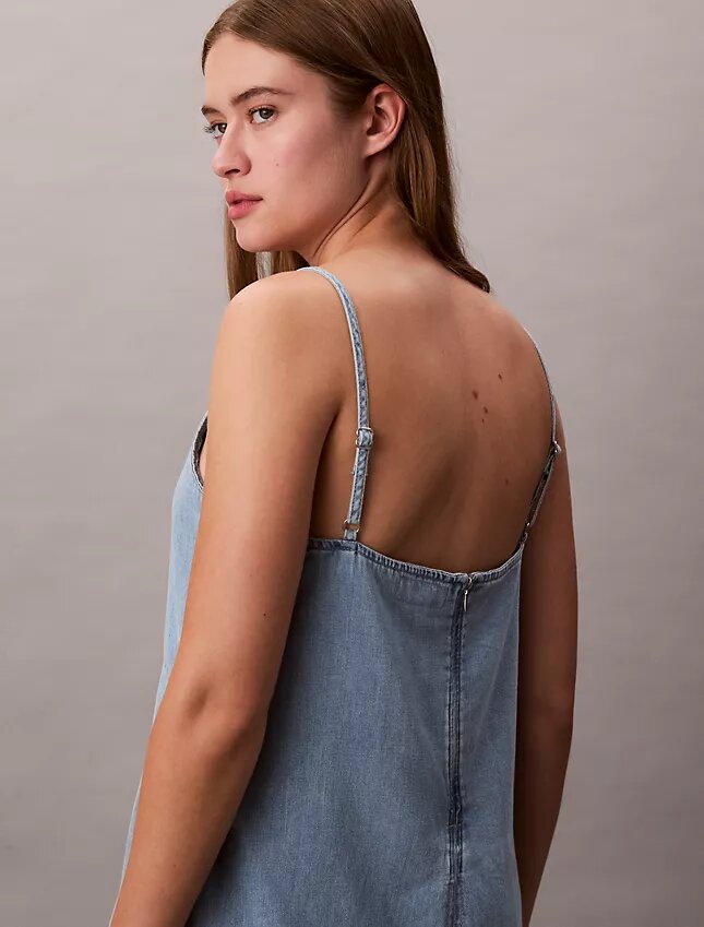 Rochie mini din denim cu bretele Rochie mini din denim cu bretele