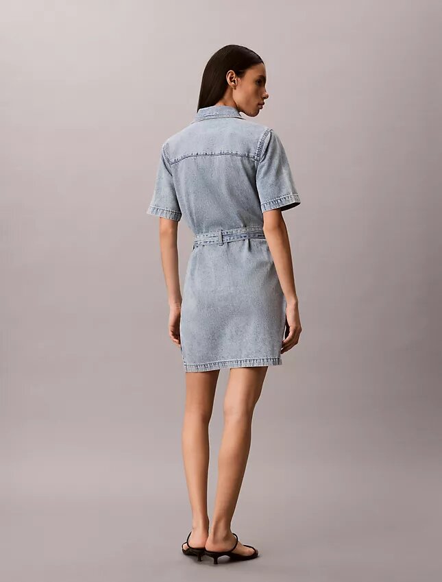 Rochie mini din denim cu curele Rochie mini din denim cu curele