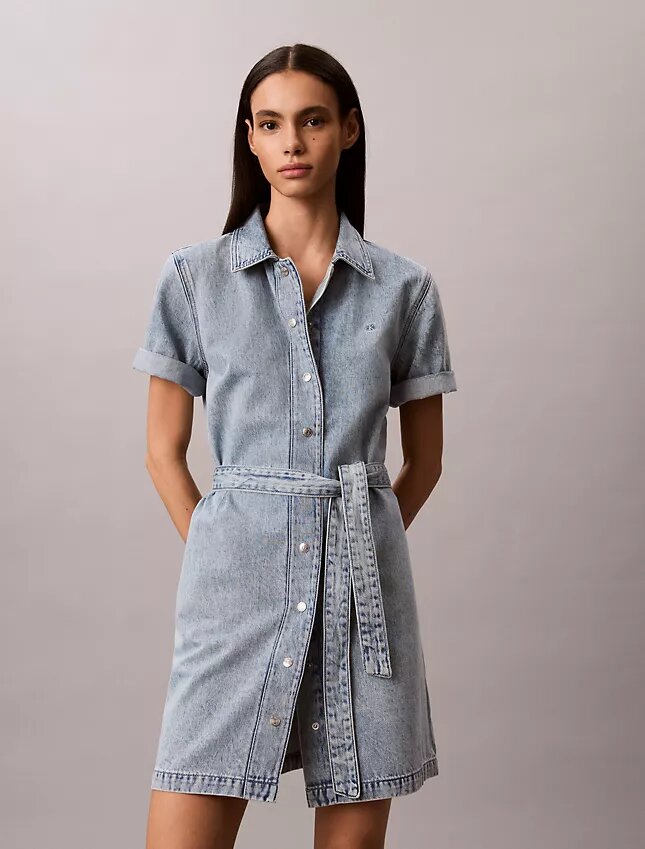 Rochie mini din denim cu curele Rochie mini din denim cu curele