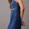 Rochie mini din denim cu decupaje Rochie mini din denim cu decupaje