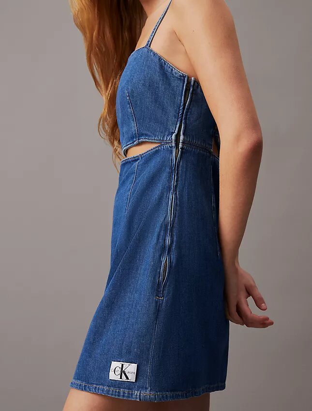 Rochie mini din denim cu decupaje Rochie mini din denim cu decupaje