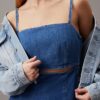 Rochie mini din denim cu decupaje Rochie mini din denim cu decupaje