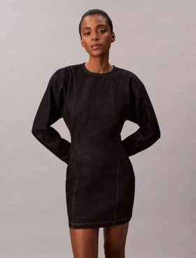 Rochie mini din denim cu mâneci articulate
