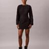 Rochie mini din denim cu mâneci articulate