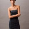 Rochie mini din denim fără bretele Rochie mini din denim fără bretele