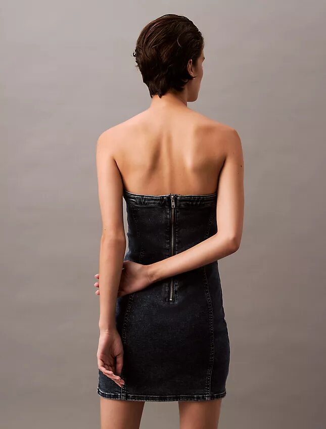 Rochie mini din denim fără bretele Rochie mini din denim fără bretele