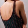Rochie mini fără mâneci, croșetată, cu mărgele