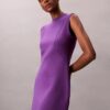 Rochie mini fără mâneci, cu țesătură netedă