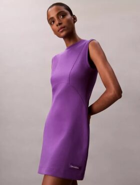 Rochie mini fără mâneci, cu țesătură netedă